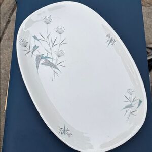 MCM Vintage White and Blue Floral Serving China Platter
